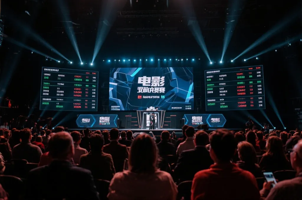 决赛时刻的观众与屏幕数据展示