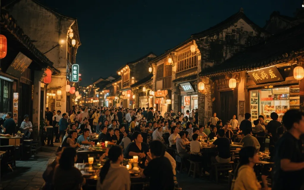 老城区夜间经济与球迷步行街的更新场景